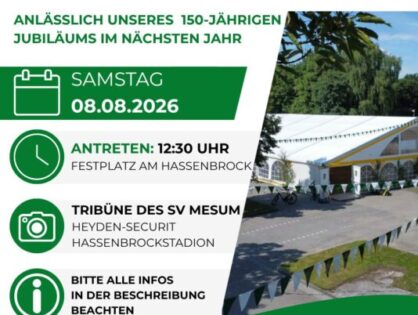 Infos zum großen Vereinsfoto am 08.08 für unser Jubelfest im nächsten Jahr